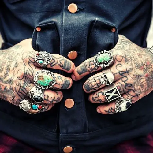 tattoo, rings, beard, jewlery